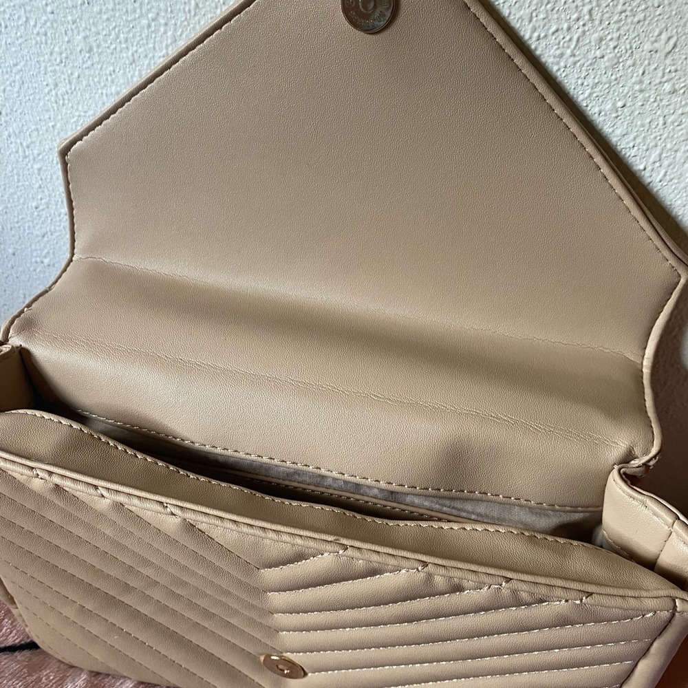 NWT beige Daisy Rose chevron flap top-handle/crossbody bag - Picture 11 of 11